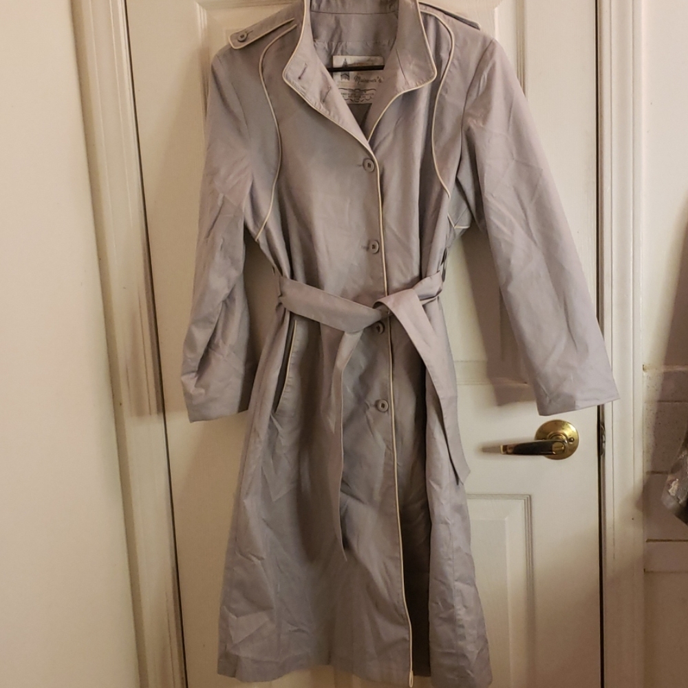 London Fog Retro Coat Light Gray Blue Medium - Picture 1 of 6